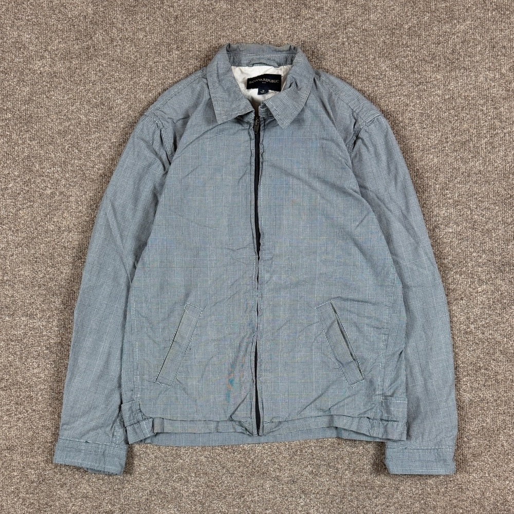 Banana Republic Glen Plaid Lightweight Full Zip Collared Bomber Jacket Men’s M